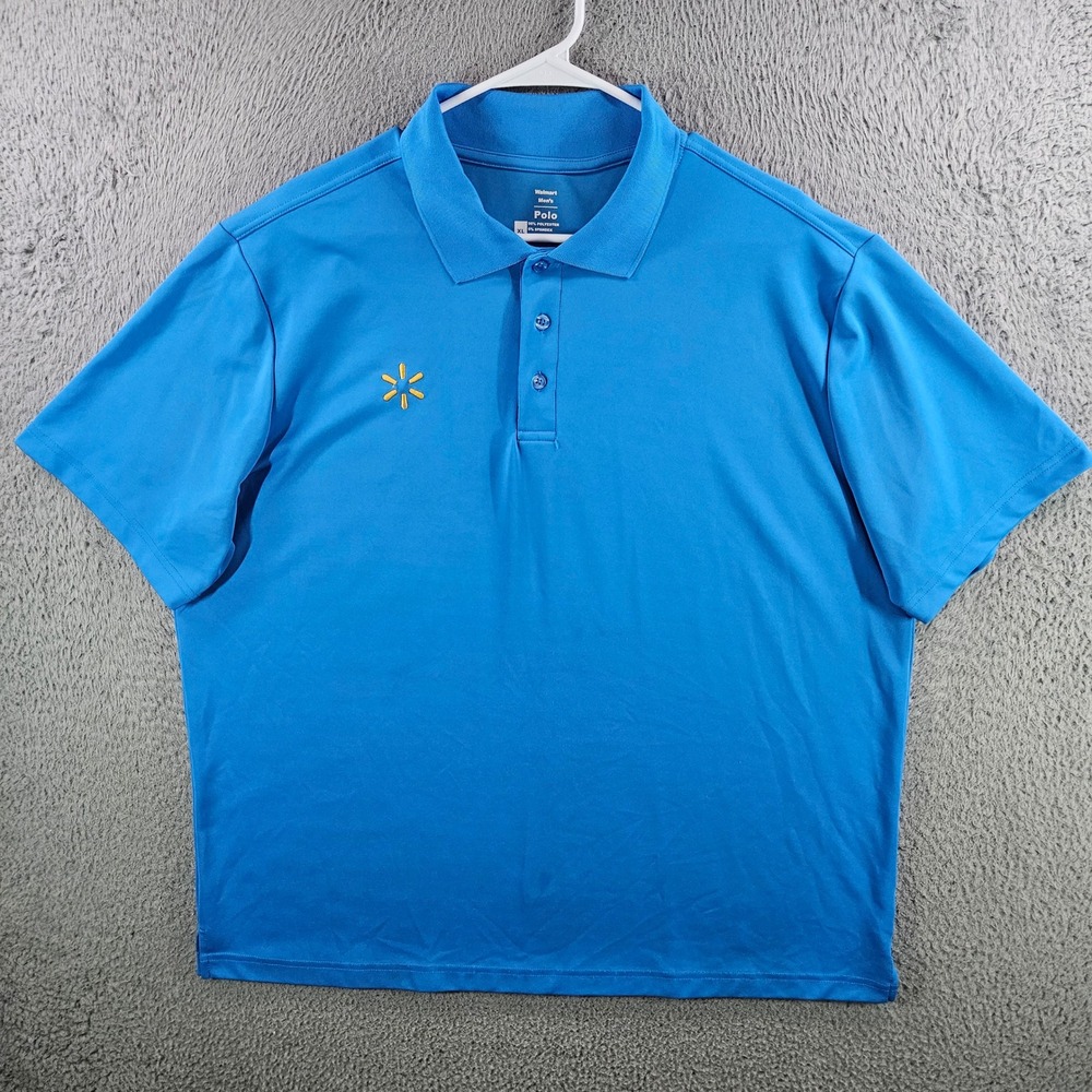 Walmart Employee Uniform Polo Shirt Mens XL Blue Short Sleeve Spark Logo